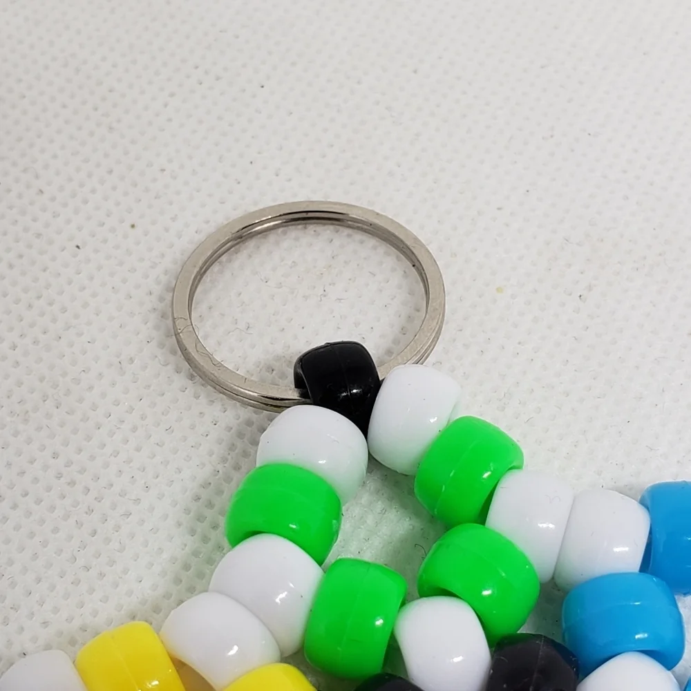 Handmade Neon Rainbow Stretchy Kandi Star Keychain